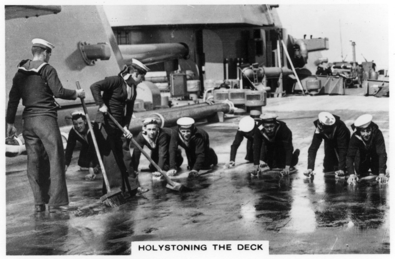 Holystoning pokładu, HMS Nelson, 1937 autorstwa Unbekannt
