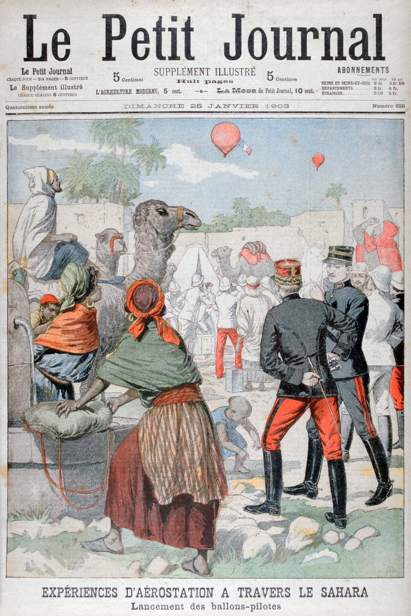Balony na ogrzane powietrze przelatujące przez Saharę, 1903 autorstwa Unbekannt