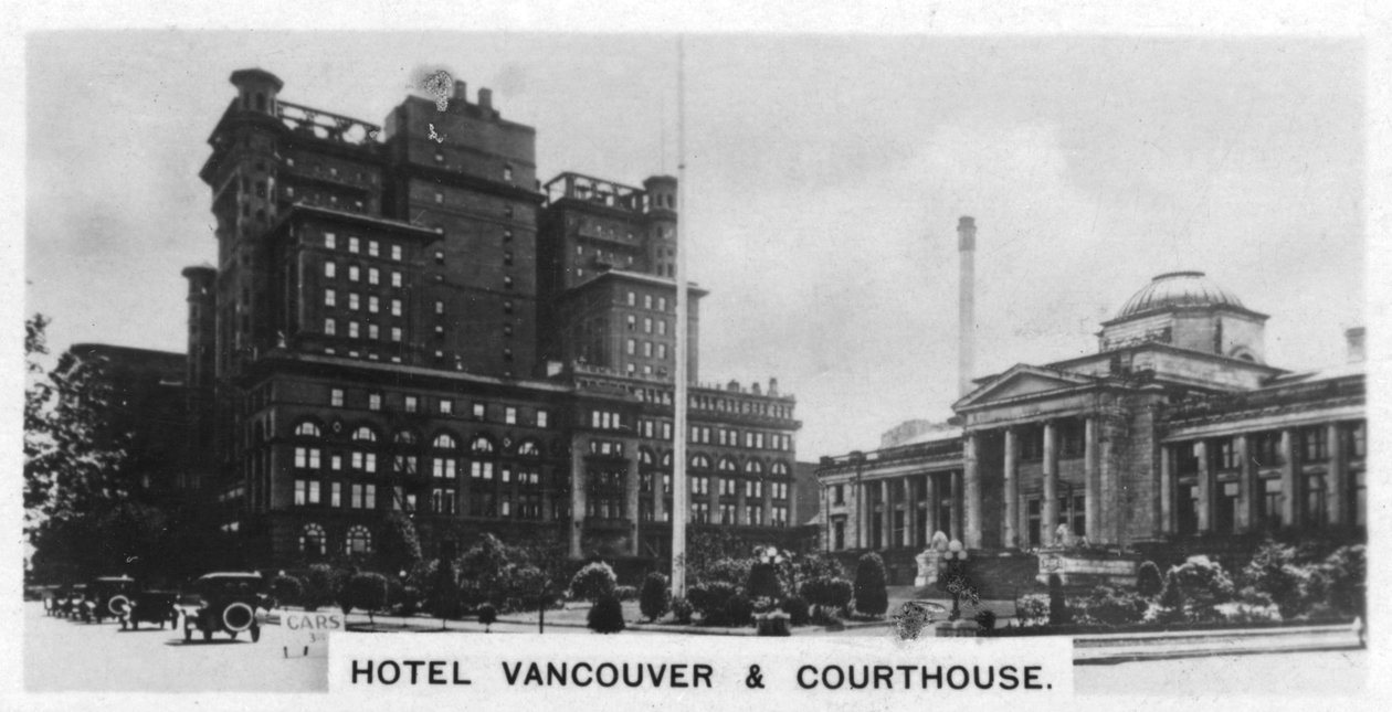 Hotel Vancouver i budynek sądu, Kanada, ok. 1920 r. autorstwa Unbekannt