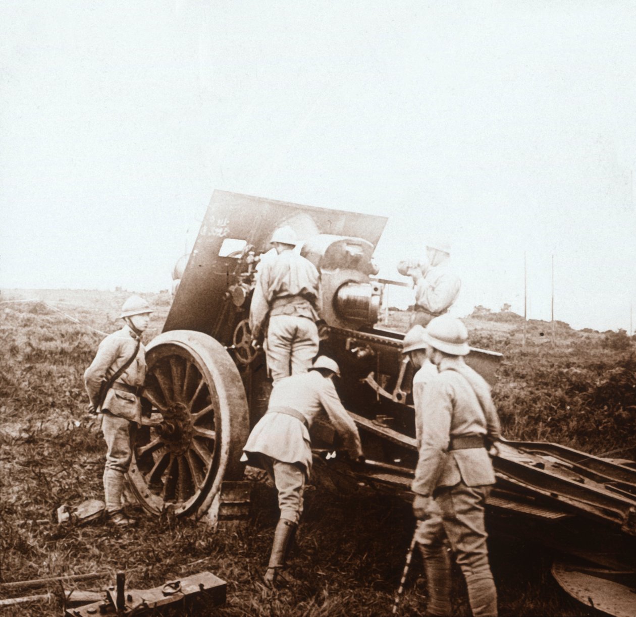 Bateria haubicy, c1914-c1918 autorstwa Unbekannt