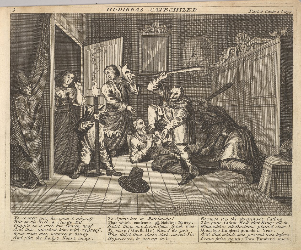 Hudibras Katechizowana Tablica 9: Ilustracje do Samuela Butlersa Hudibras, 1725-30 . autorstwa Unbekannt