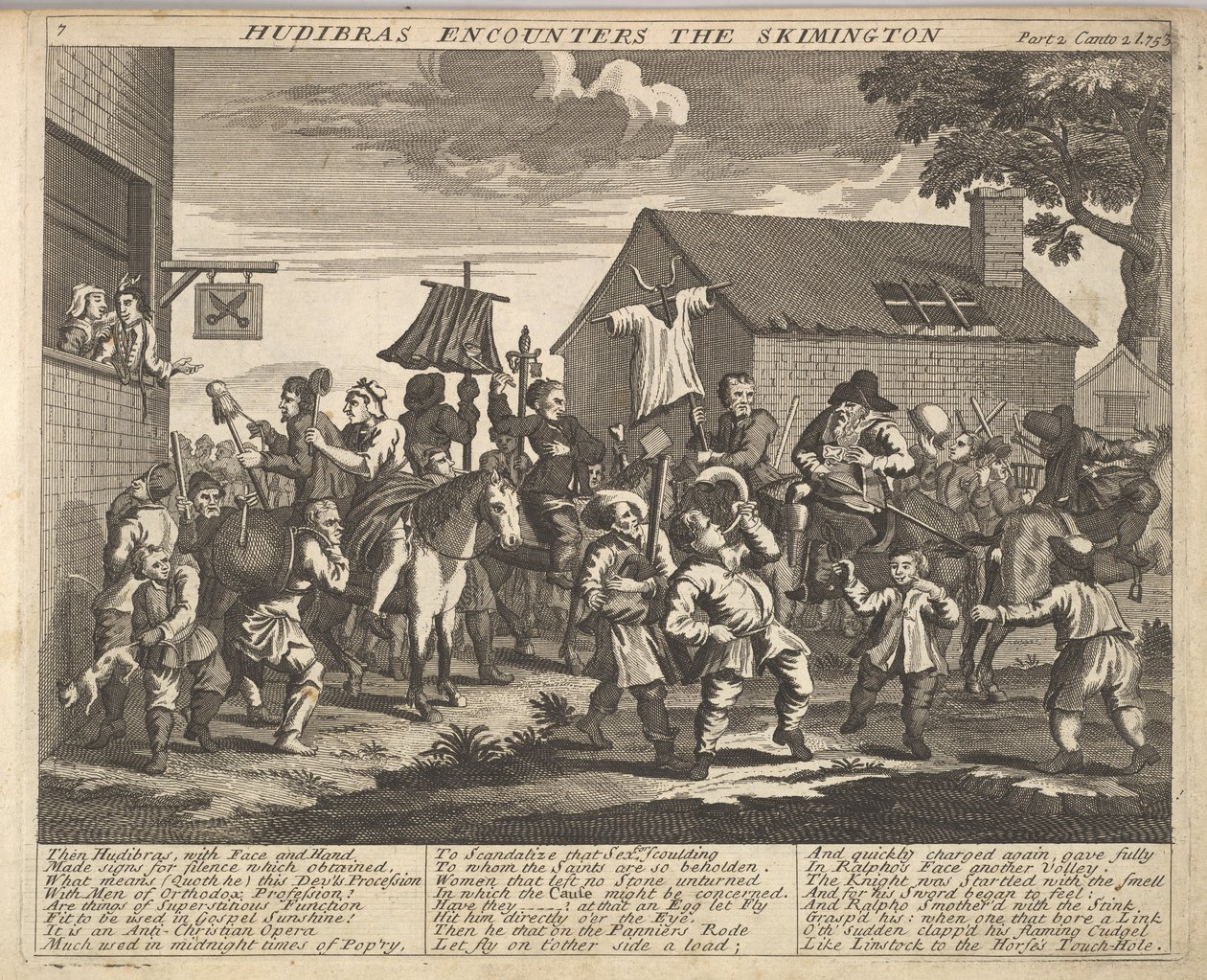 Hudibras spotyka płytę Skimmingtona 7: Ilustracje do Samuela Butlersa Hudi..., 1725-30 . autorstwa Unbekannt