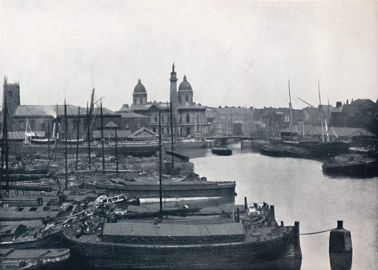 Hull - Princes Dock: z pomnikiem Wilberforce i biurami doków, 1895 autorstwa Unbekannt
