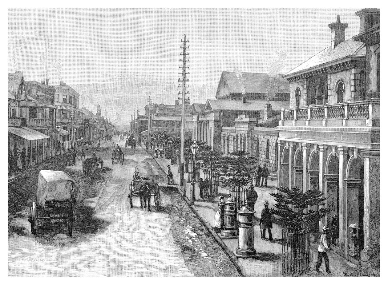 Hunter Street, Newcastle, Nowa Południowa Walia, Australia, 1886 autorstwa Unbekannt