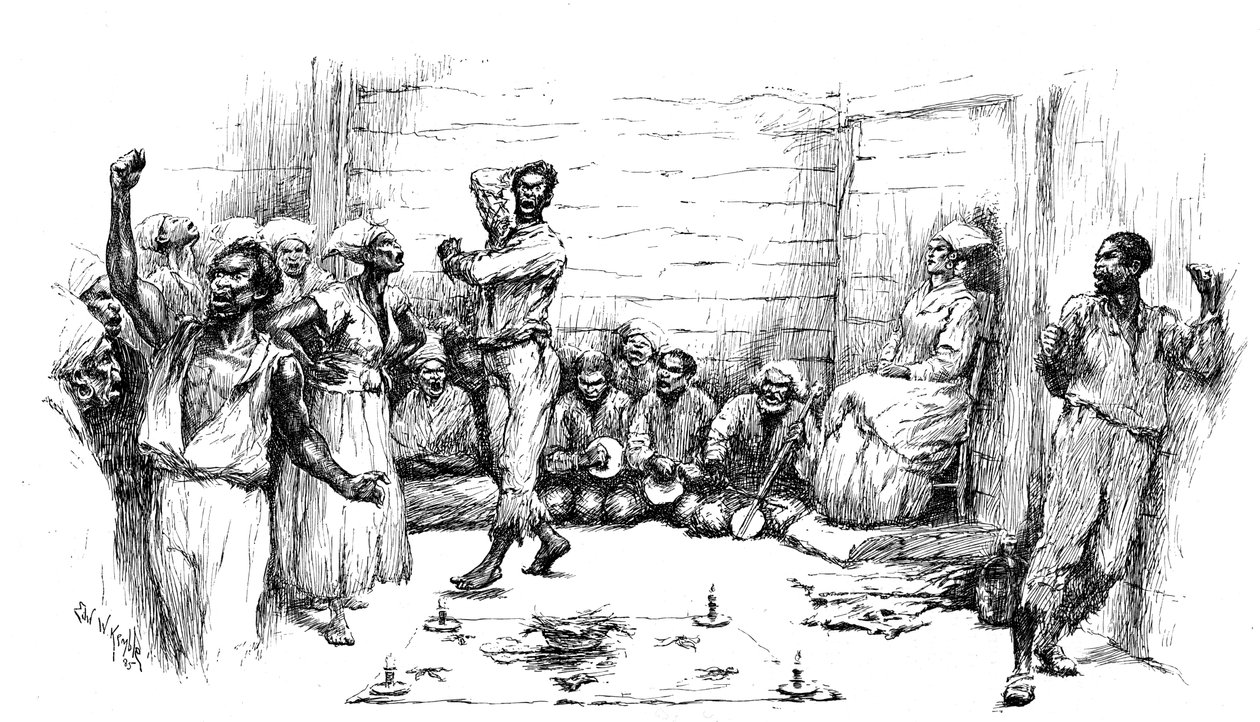Trans hipnotyczny wywołany rytuałami tańca voodoo, Luizjana, USA, 1886 autorstwa Unbekannt