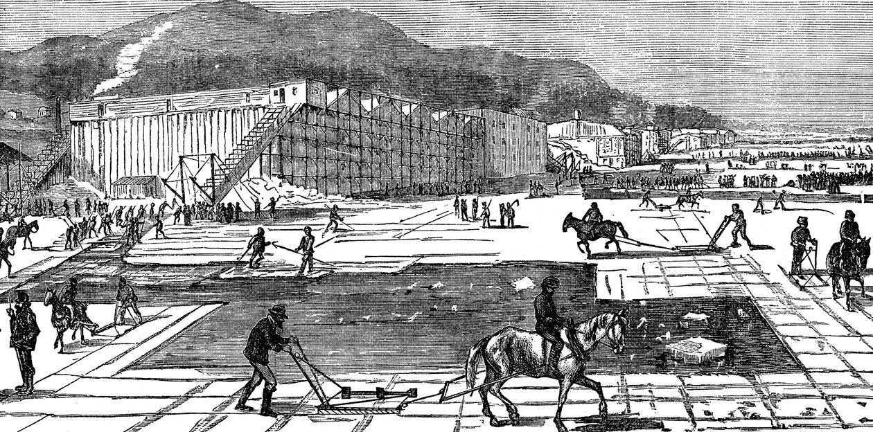 Zbieranie się lodu na rzece Hudson w pobliżu Nowego Jorku, USA, 1875 autorstwa Unbekannt