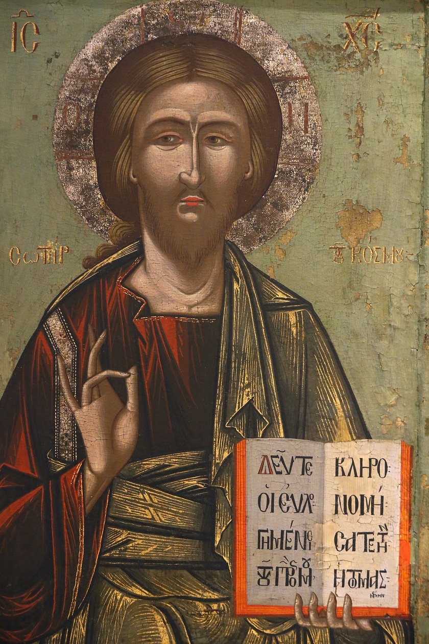 Ikona w Muzeum Bizantyńskim Pedoulas: Chrystus Pantokrator (XVIII wiek), 20150510, Pedoulas, Cypr autorstwa Unbekannt