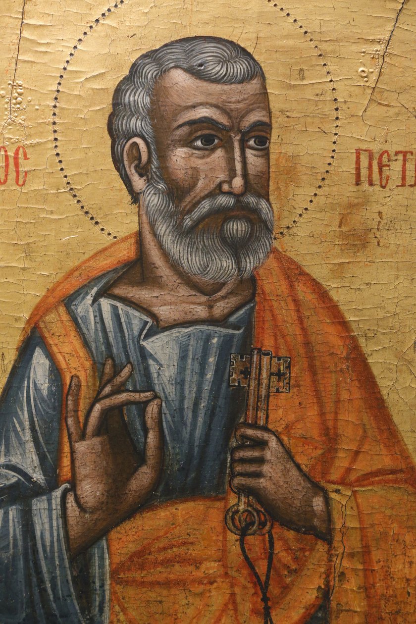 Ikona w Muzeum Bizantyńskim Pedoulas: Święty Piotr (XVII wiek), 20150510, Pedoulas, Cypr autorstwa Unbekannt
