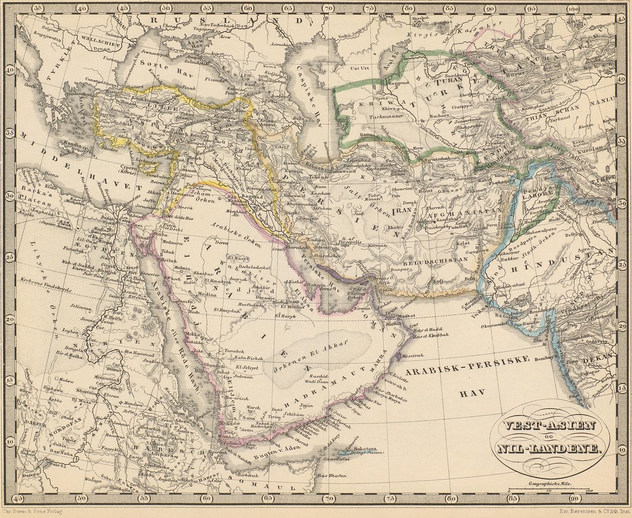 Ilustracja zaczerpnięta z książki Atlas of All Parts of the Earth nieznanego autora i opublikowana przez Chr. Steena i Son (Kopenhaga, 1857) autorstwa Unbekannt