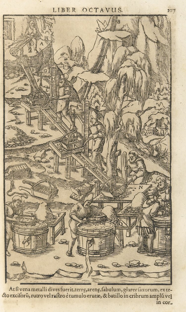 Ilustracja z De re metallica libri XII Georgius Agricola, 1556 autorstwa Unbekannt