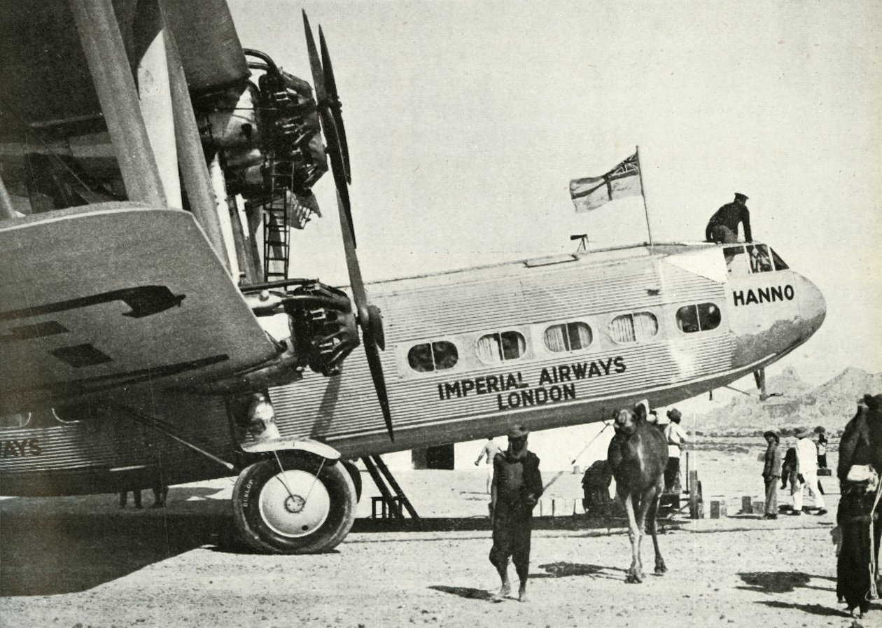 Dwupłatowiec Imperial Airways Handley-Page HP 42 Hanno, Gwadar, Beludżystan, c1931-c1940 1946. autorstwa Unbekannt