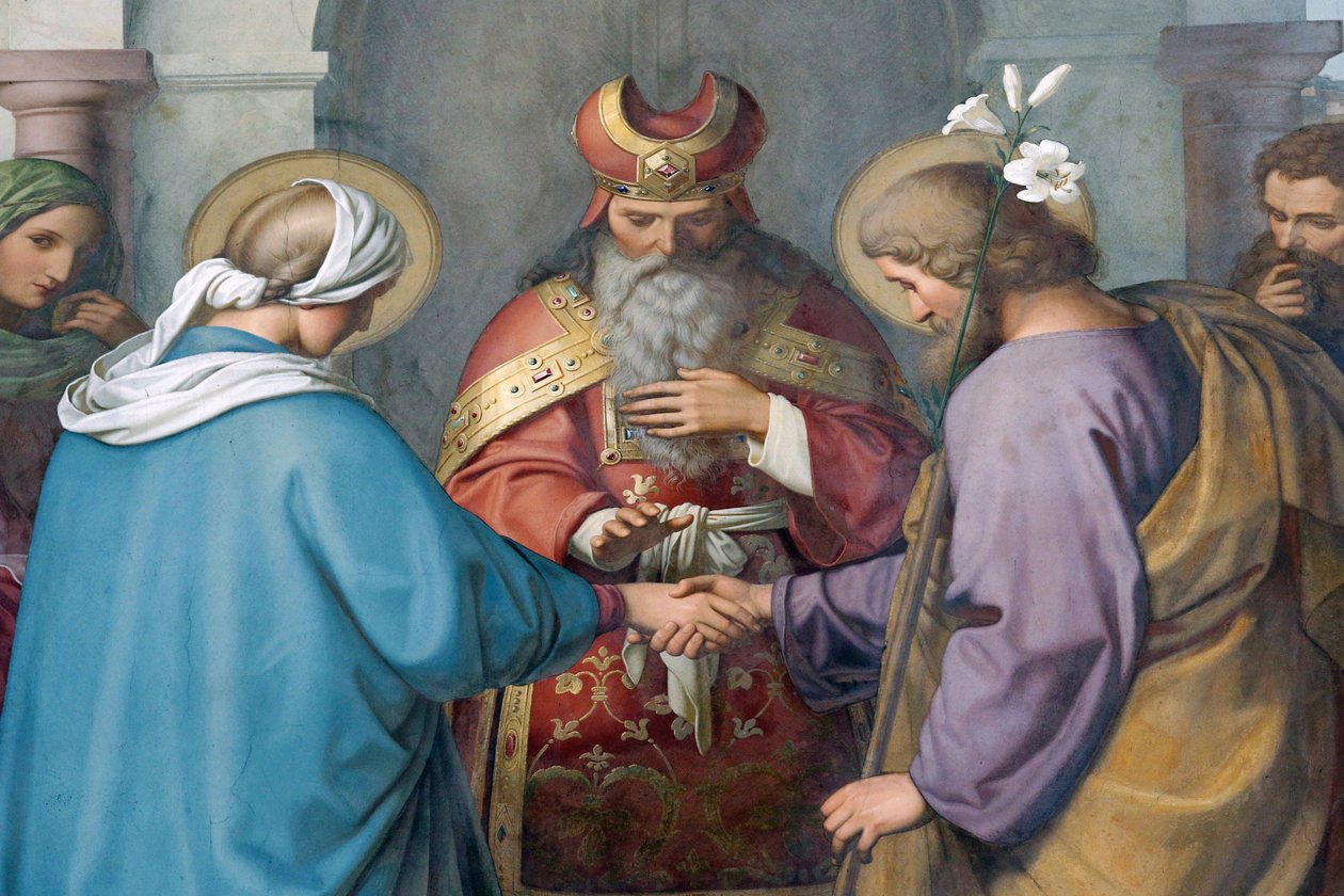 Cesarska katedra w Spirze. Obrazy Schraudolpha. Józefa i Maryję. Ślub, Speyer, Niemcy autorstwa Unbekannt