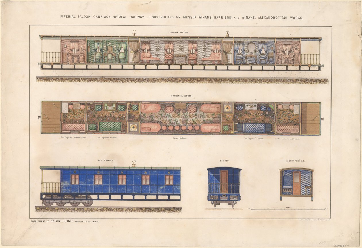 Cesarski wagon salonowy, kolej Nikolayevsky, 1868 autorstwa Unbekannt