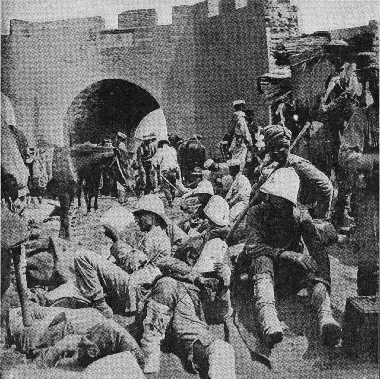 W Kwiecistej Krainie - ranni aliantów pod Błotną Bramą, Tientsin, 1900 autorstwa Unbekannt