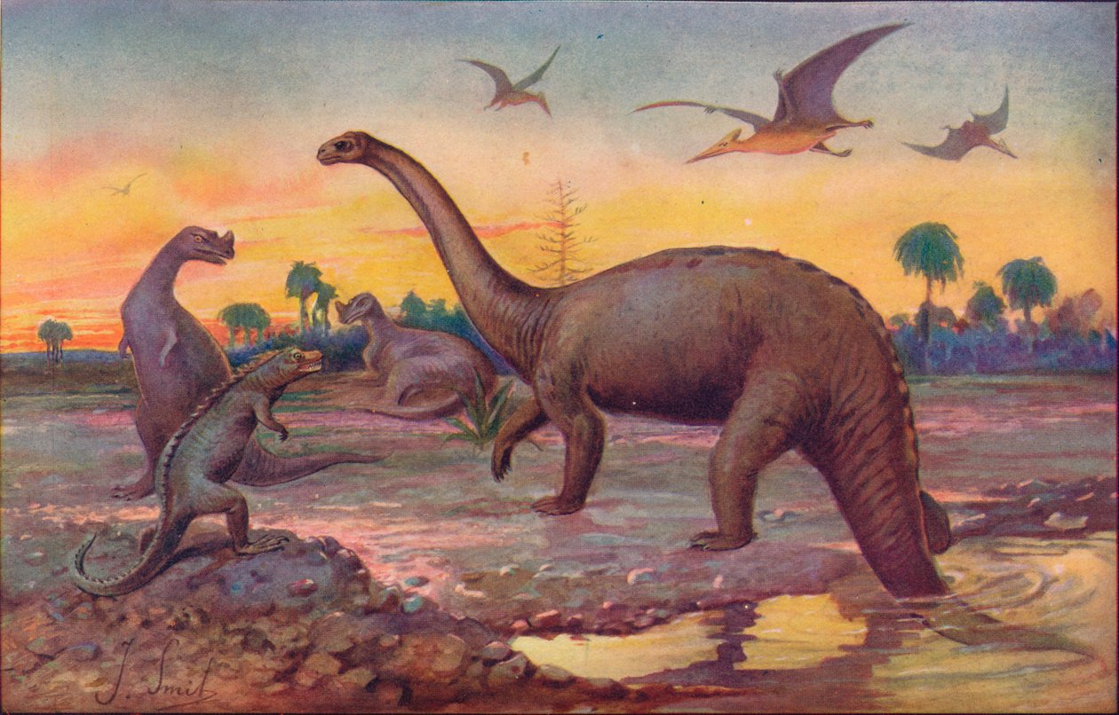 W epoce Saurian, kiedy mieszkańcy Światów byli gigantycznymi gadami, 1907 autorstwa Unbekannt