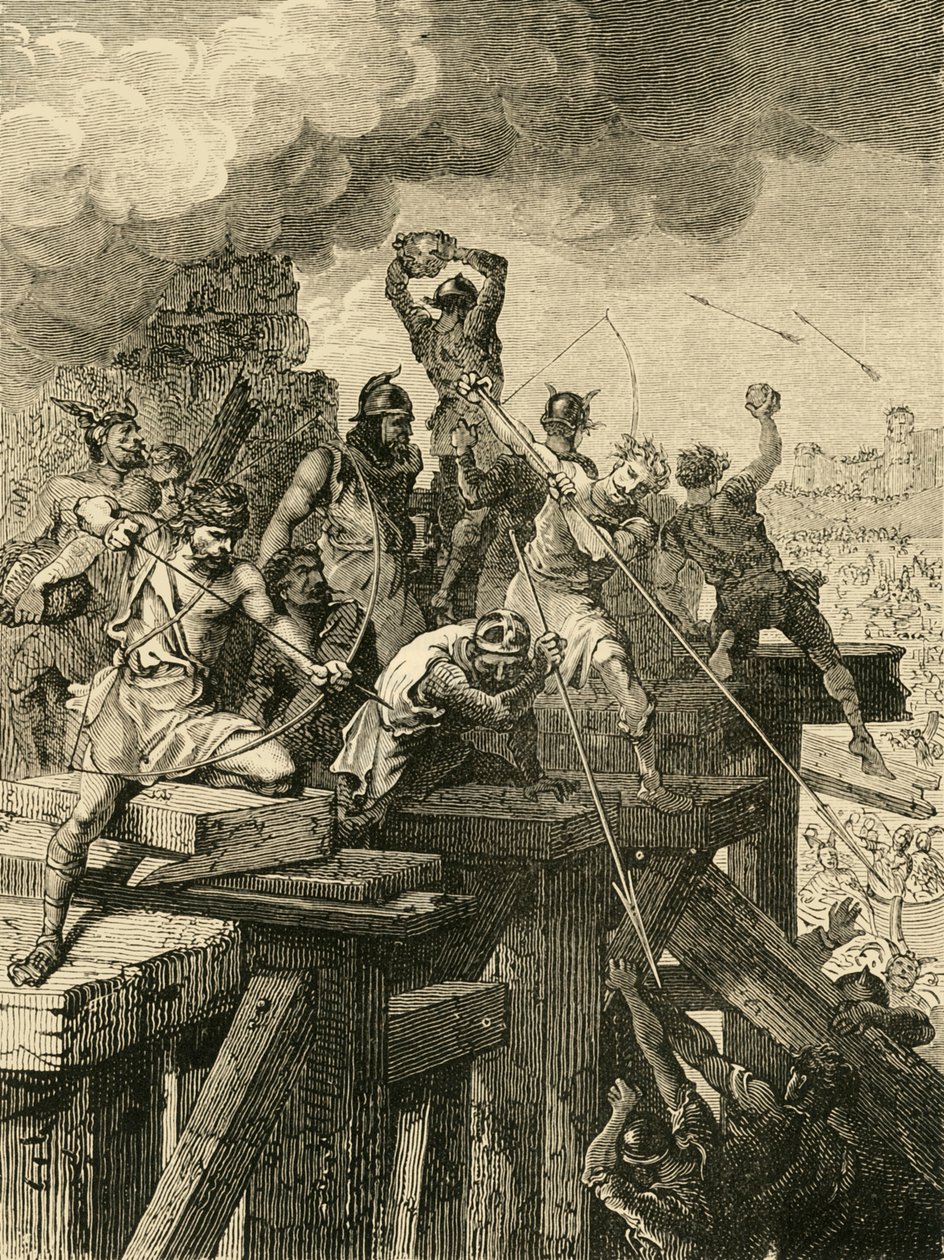 Incydent w oblężeniu Paryża: Obrona mostu i wieży, 845 , 1890. autorstwa Unbekannt