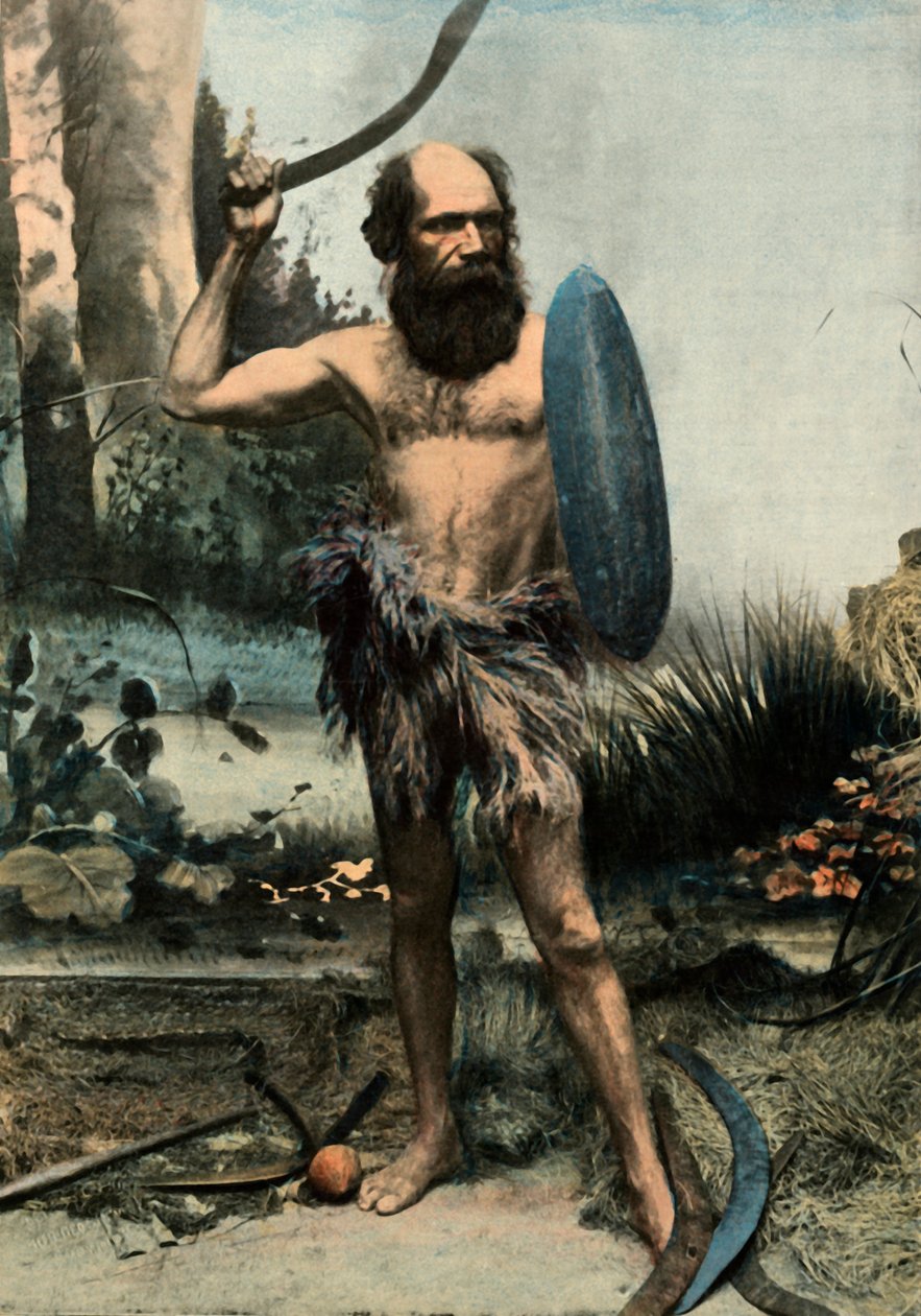 Indigene Australien Arme Du Boomerang, Aborygen uzbrojony w bumerang, 1900. autorstwa Unbekannt