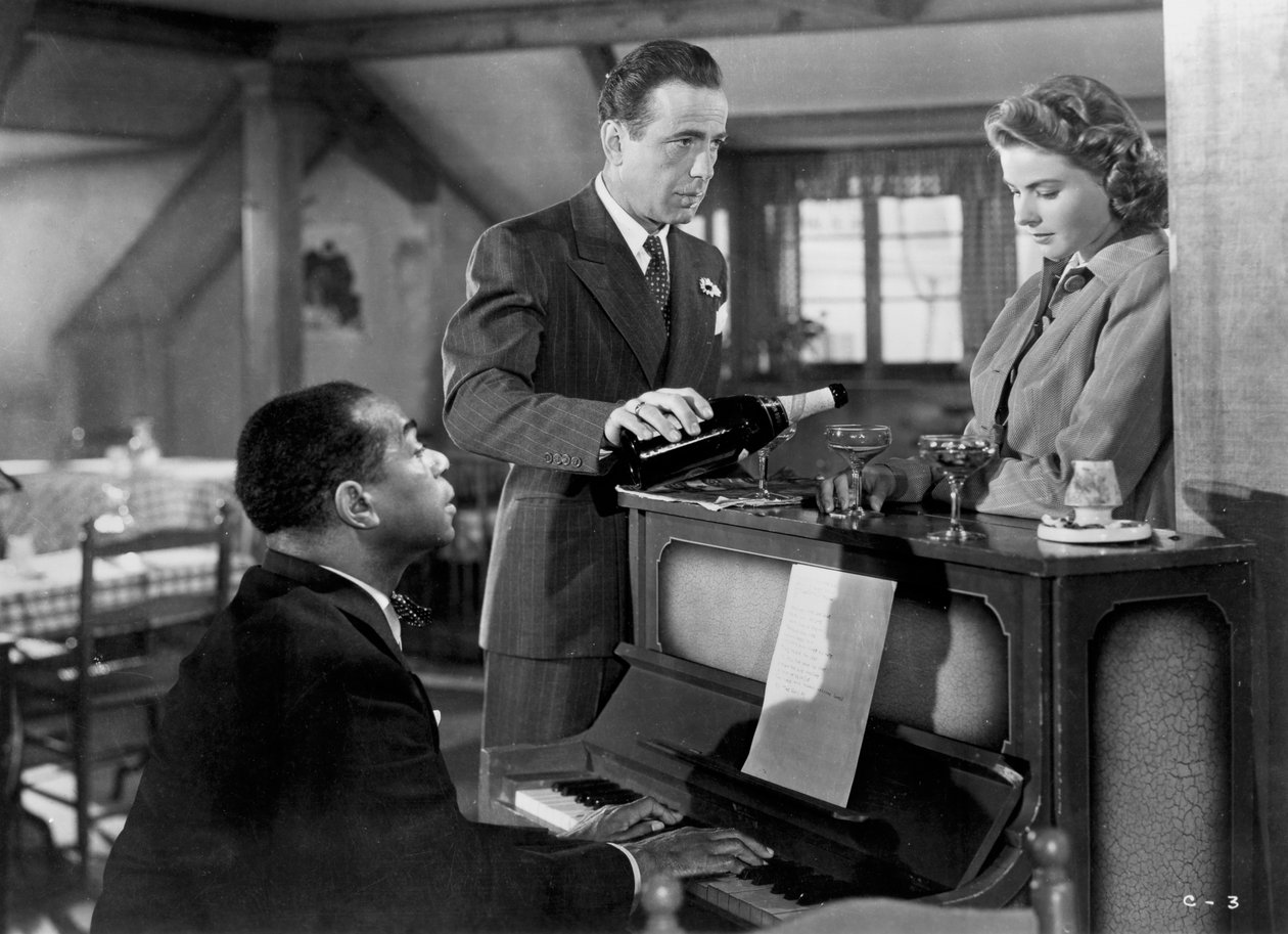 Ingrid Bergman, Humphrey Bogart i Louis Armstrong w Casablance, 1942 r. autorstwa Unbekannt