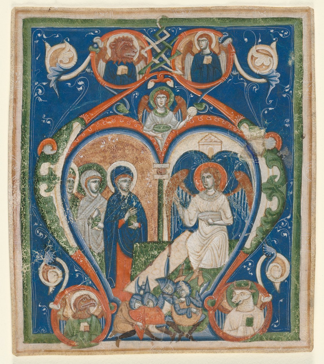 Inicjał A [ngelus Domini compressit] z antyfonarza: Trzy Marie przy grobie, ok. 1280-1300. autorstwa Unbekannt