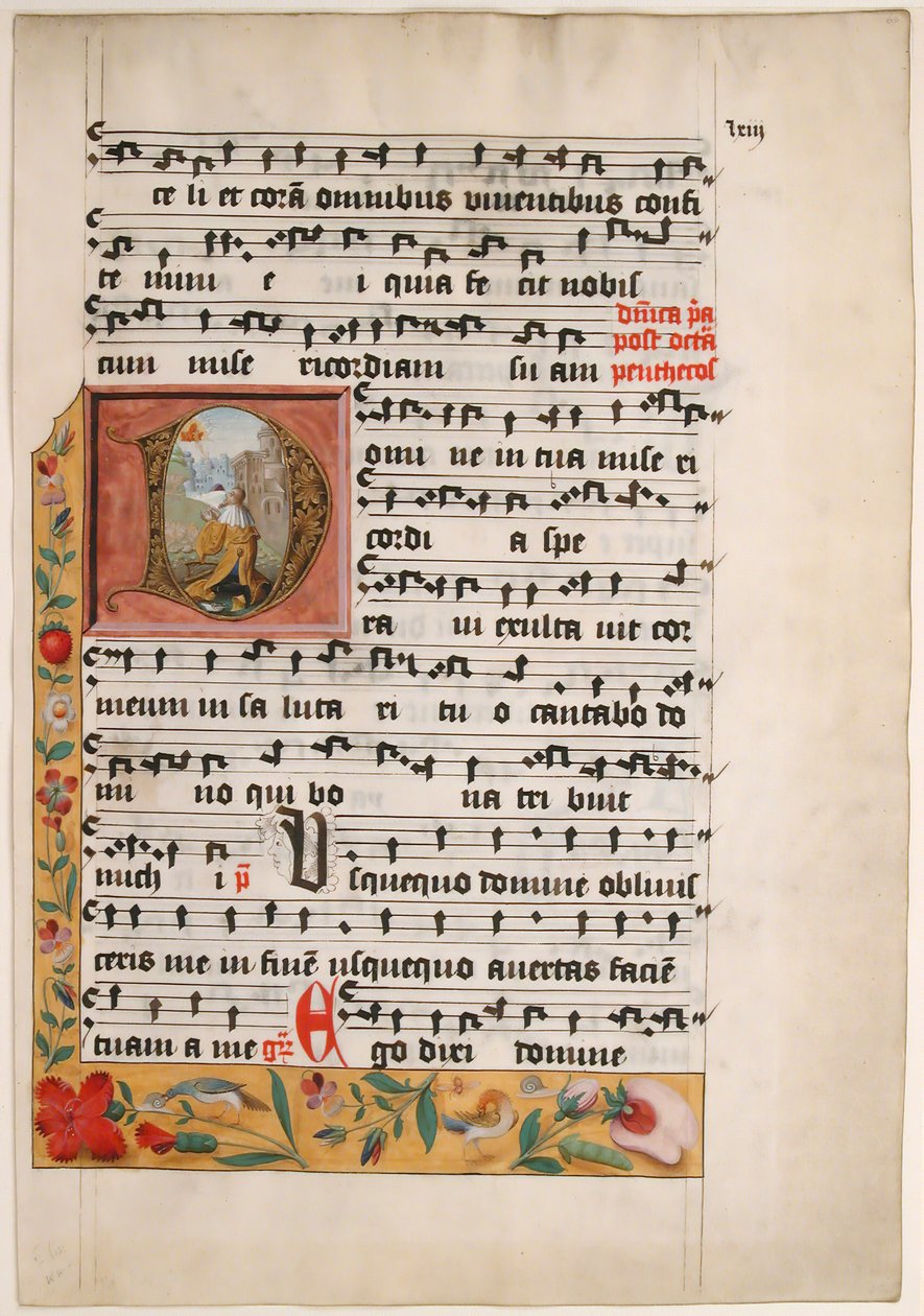 Inicjał D z królem Dawidem, z graduału cysterskiego, ca. 1524. autorstwa Unbekannt
