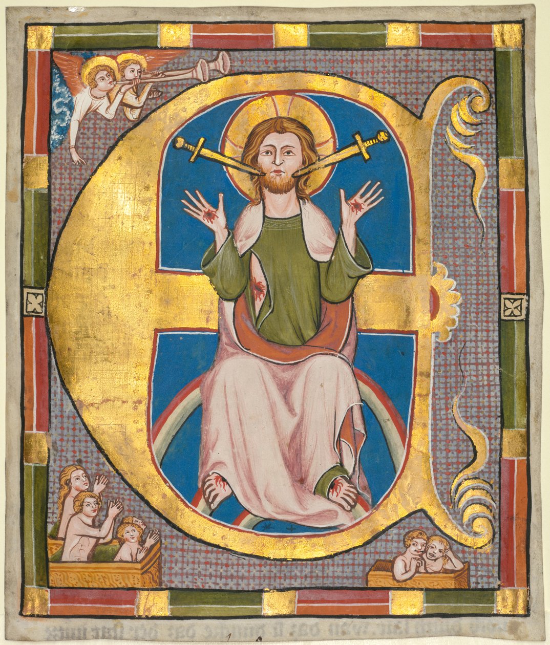 Inicjał E z księgi prawa miejskiego: Sąd Ostateczny, c. 1330. autorstwa Unbekannt