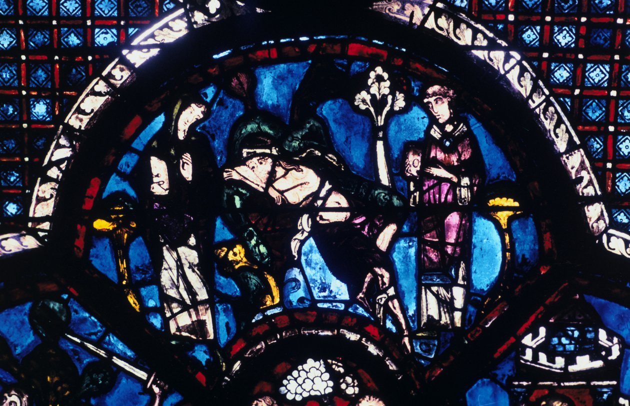 Ranny pielgrzym zignorowany przez księdza i lewity, witraż, katedra w Chartres, Francja, 1205-1215 autorstwa Unbekannt
