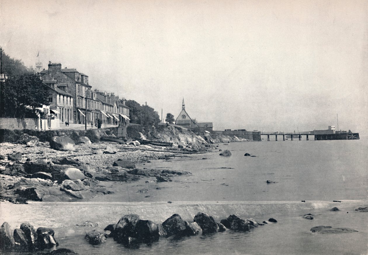 Inellan – Pokazuje skalistą plażę i molo dla parowców, 1895 autorstwa Unbekannt