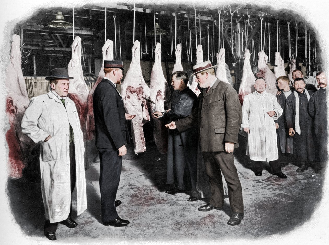 Kontrola mięsa na Smithfield Market, City of London, c1903 1903 autorstwa Unbekannt