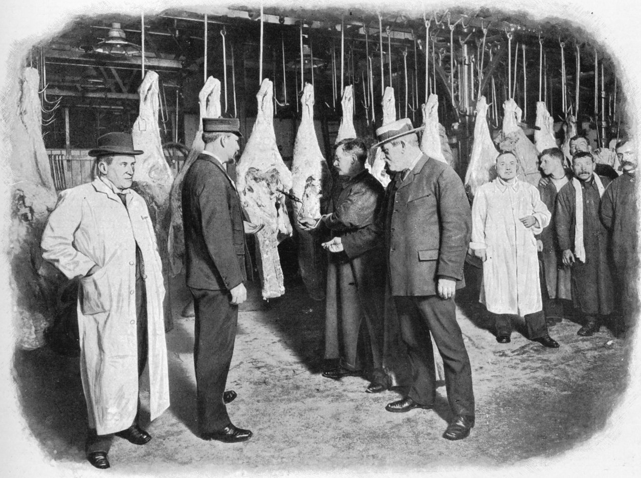 Kontrola mięsa na Smithfield Market, City of London, c1903 1903 autorstwa Unbekannt