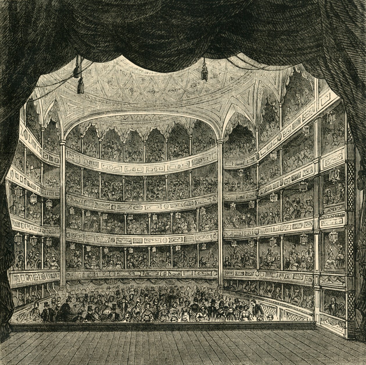 Wnętrze teatru Drury Lane, 1804, 1881. autorstwa Unbekannt