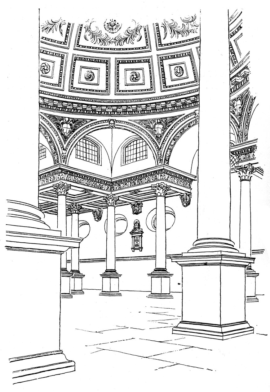 Wnętrze kościoła św. Szczepana, Walbrook, City of London, 1893 autorstwa Unbekannt