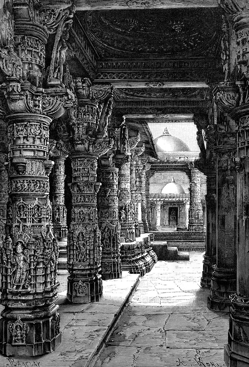 Wnętrze świątyni Jaina, Mount Abu, Radżastan, Indie, 1895 autorstwa Unbekannt