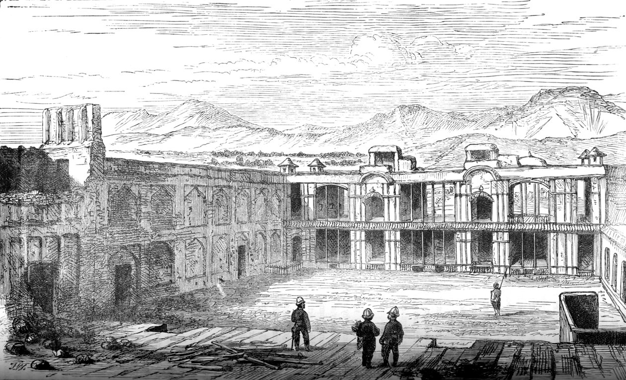 Wnętrze rezydencji brytyjskiej, Kabul, Patrząc na południe, 1879, c1880 autorstwa Unbekannt
