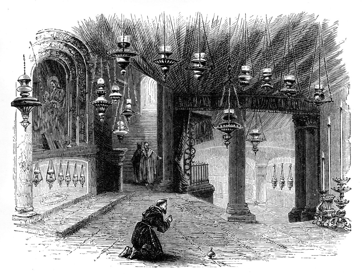 Wnętrze Kaplicy Narodzenia, Betlejem, ok. 1888 r. autorstwa Unbekannt