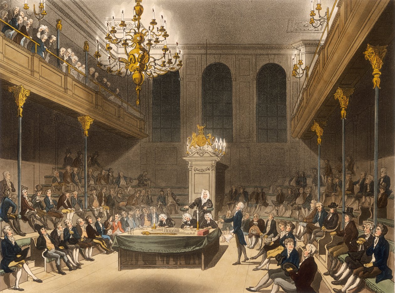 Wnętrze Izby Gmin, Westminster, Londyn, 1809 autorstwa Unbekannt