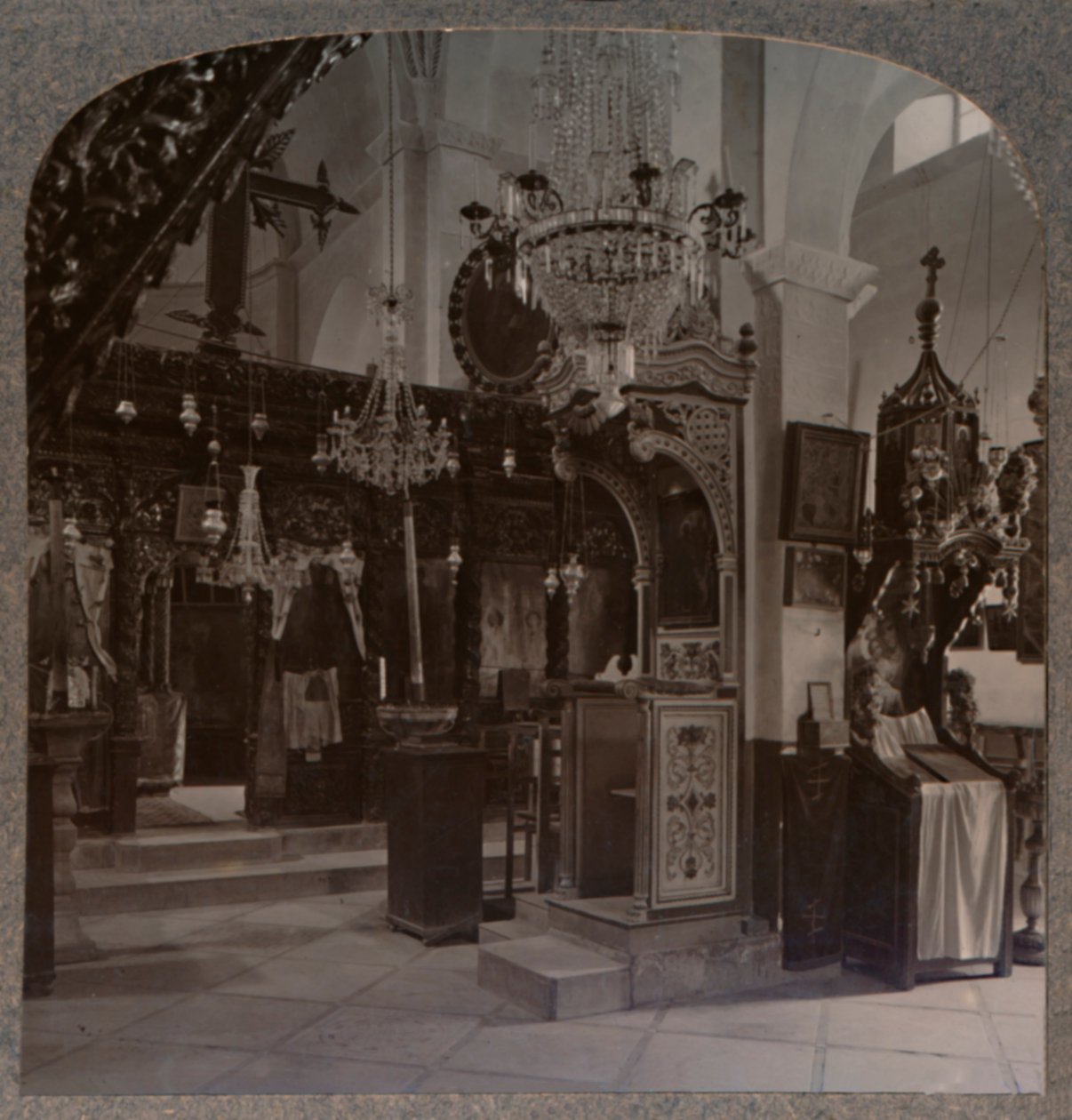 Wnętrze synagogi, w której przemawiał Chrystus, Nazaret, ok. 1900 autorstwa Unbekannt
