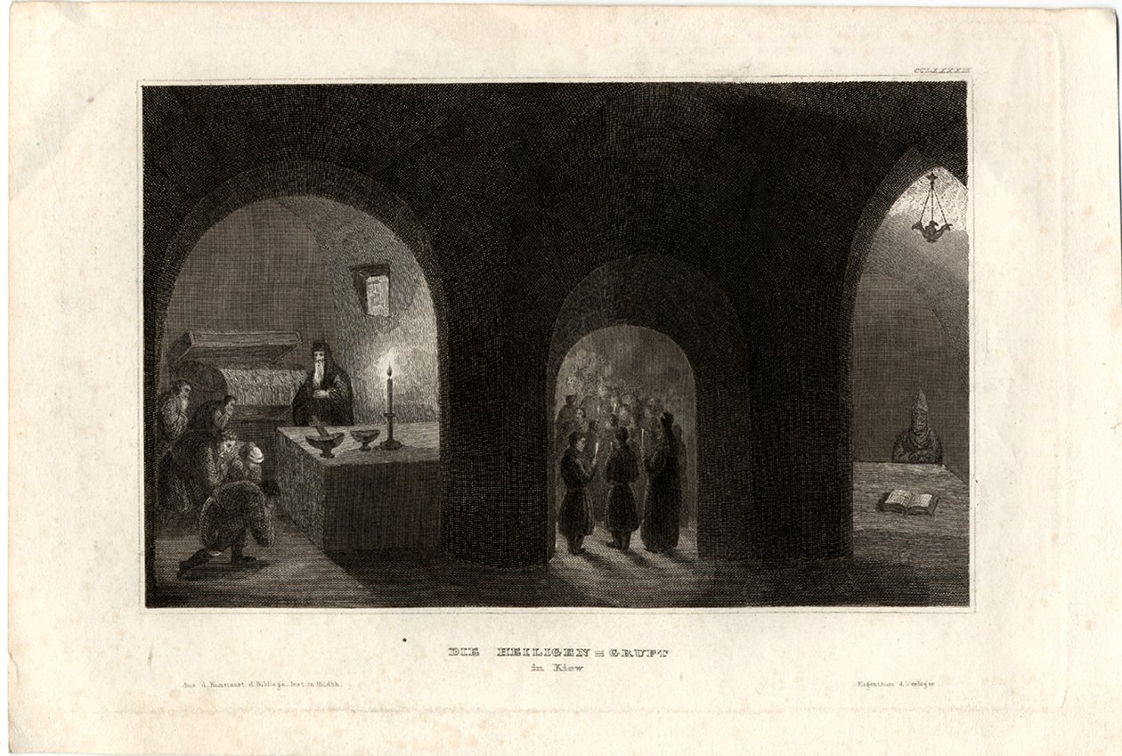 Widok wnętrza Grobu Świętego w kijowskim klasztorze grot, 1850 autorstwa Unbekannt