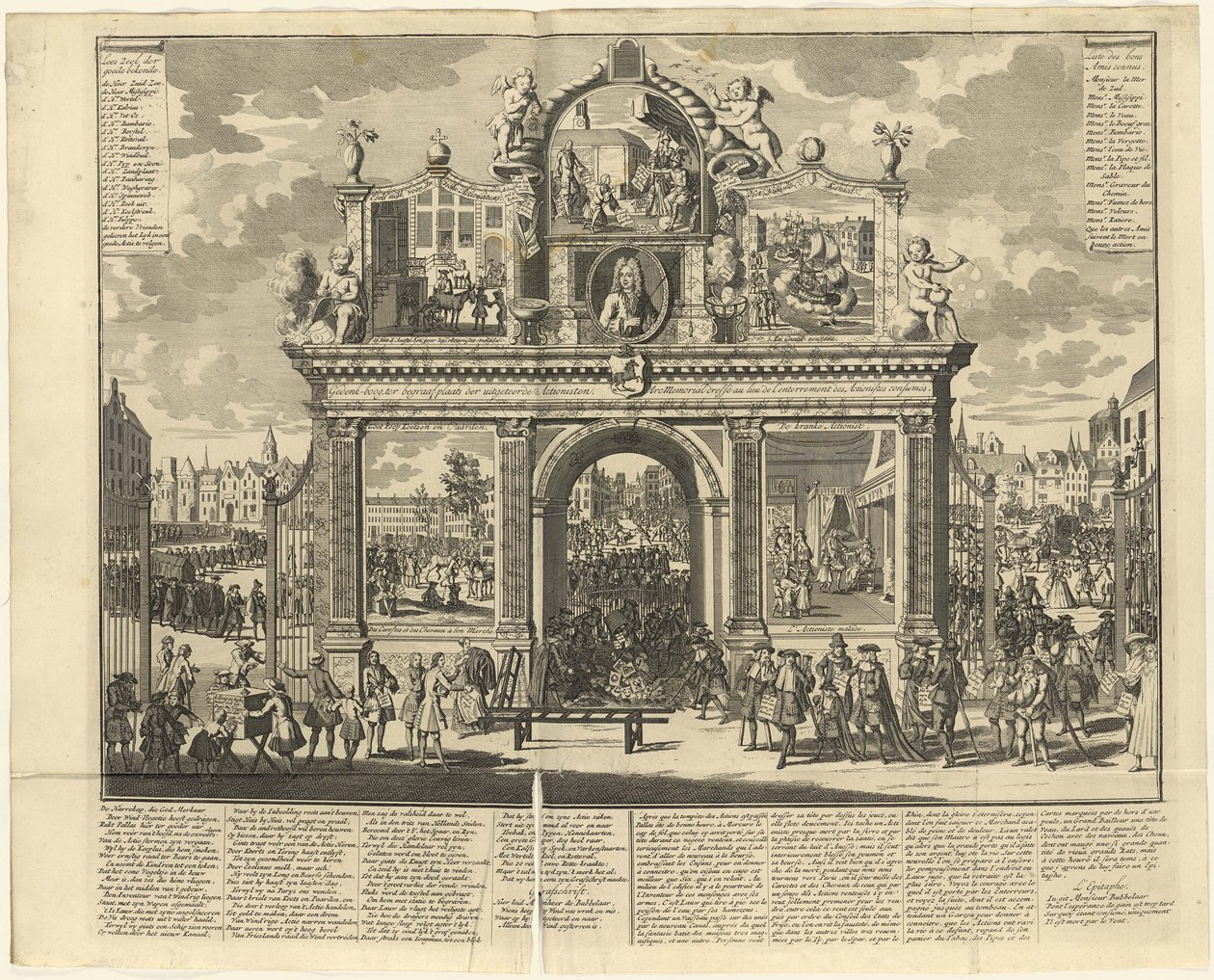 Plany inwestycyjne: Łuk pamięci wzniesiony na miejscu pochówku zrujnowanych udziałowców, 1720 r. autorstwa Unbekannt