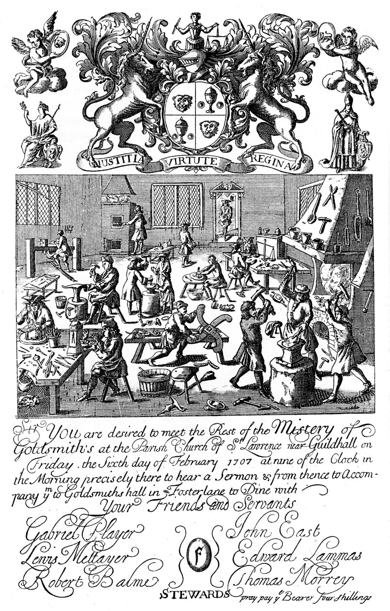 Zaproszenie na zebranie Firmy Złotniczej, 1707, 1894 autorstwa Unbekannt