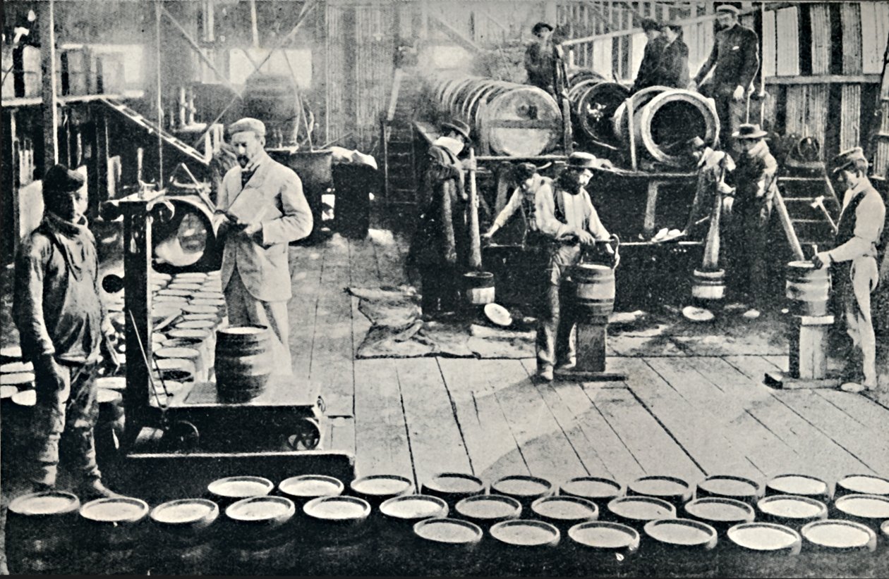 Przygotowanie jodu do wysyłki w Salitreras w Tarapaca, 1911 r. autorstwa Unbekannt