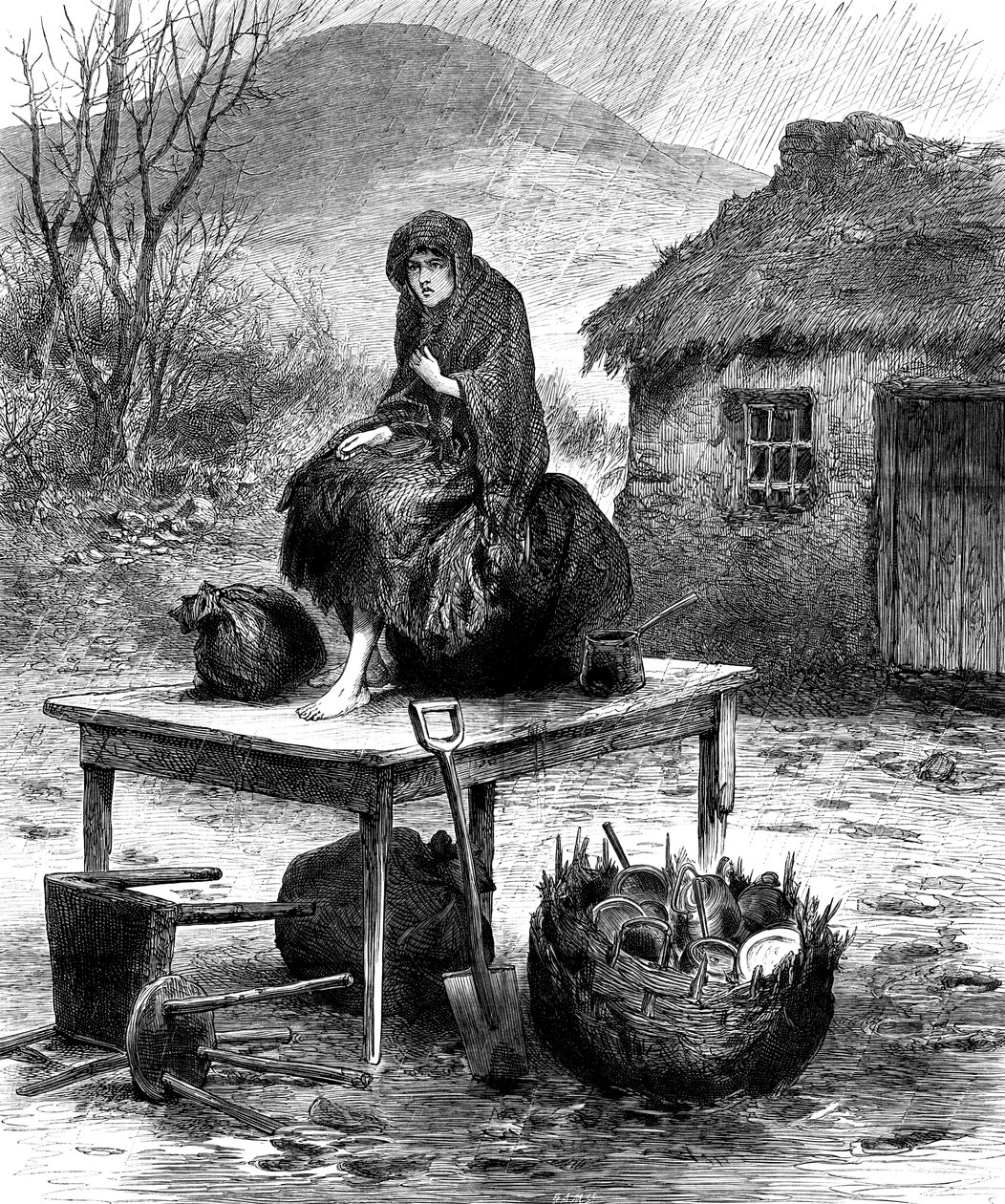 Irlandzka wieśniaczka strzegąca kilku ostatnich posiadłości rodziny, 1886 autorstwa Unbekannt