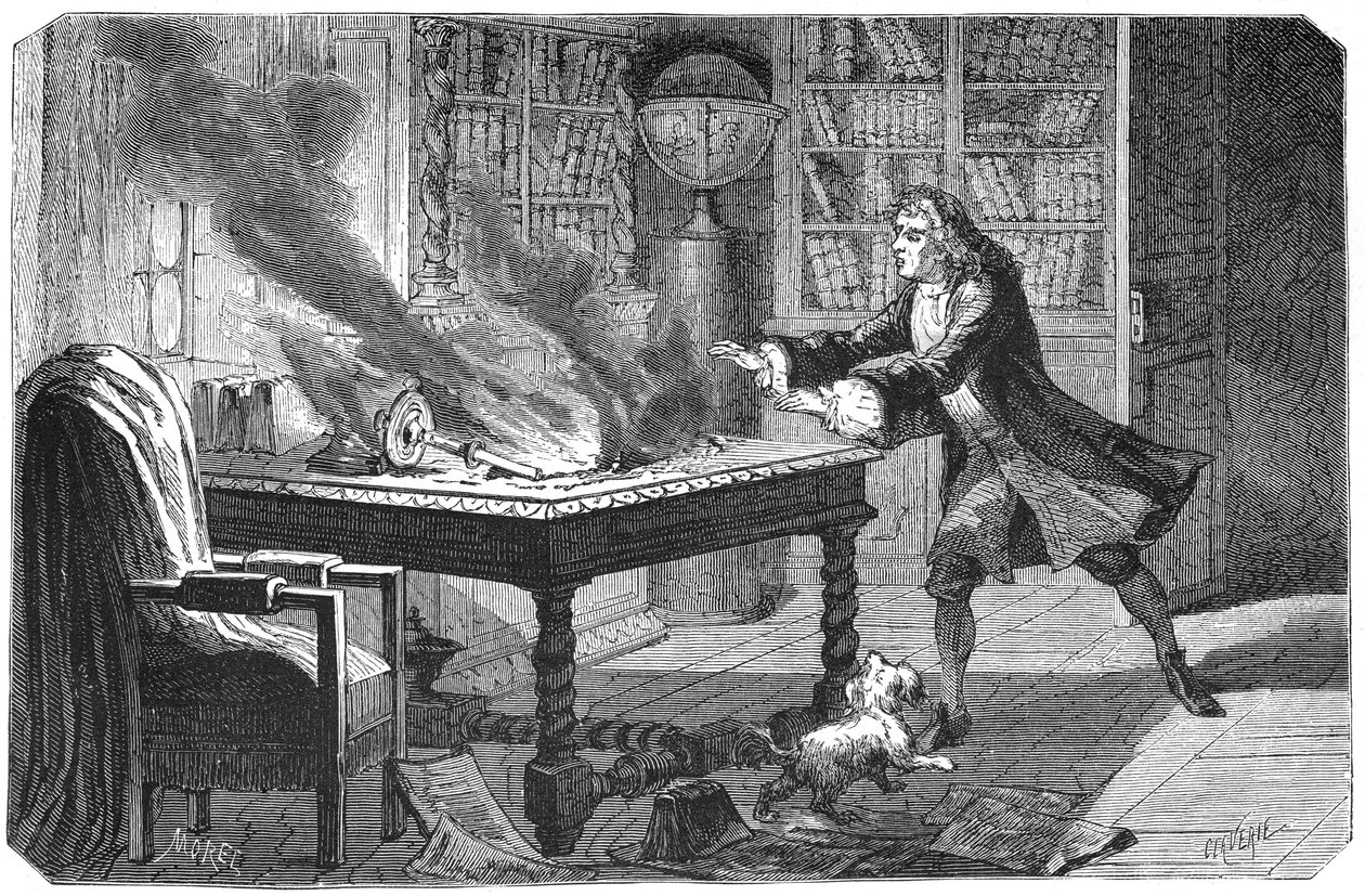 Isaac Newton, angielski naukowiec i matematyk, 1874 autorstwa Unbekannt