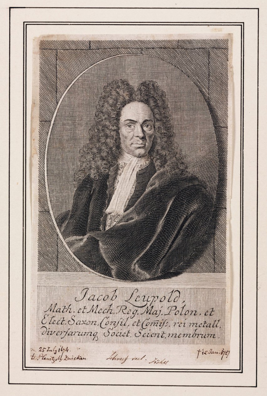 Jacob Leupold, niemiecki fizyk i inżynier mechanik, ok. 1700 autorstwa Unbekannt