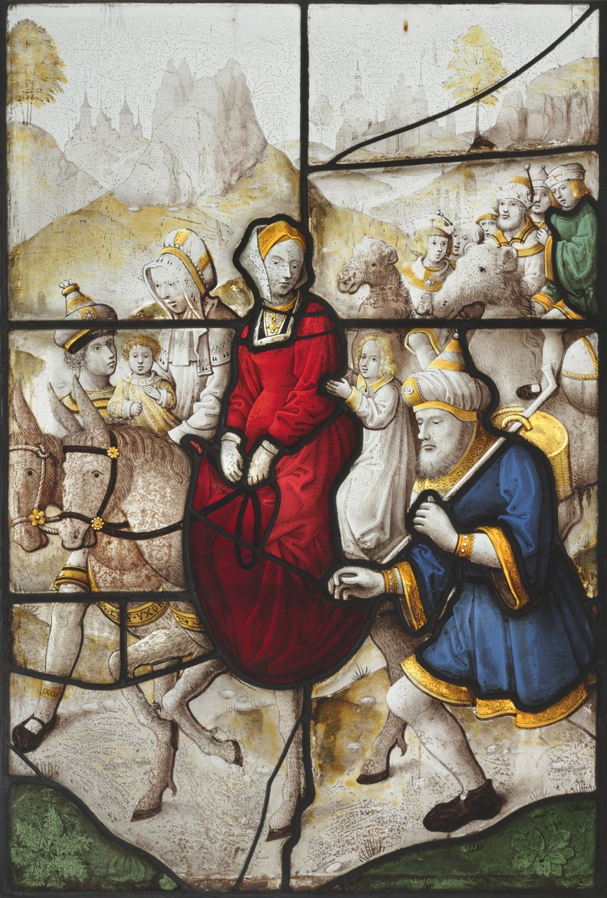 Jakub wraca do Kanaanu z Rachael i Leą ścigani przez Labana, 1525. autorstwa Unbekannt