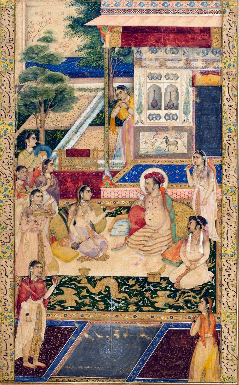 Jahangir i książę Khurram z Nur Jahanem, c1624-1625 autorstwa Unbekannt