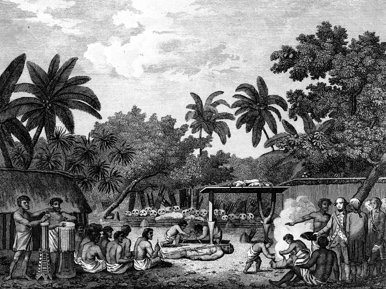 James Cook, angielski nawigator, świadkiem ofiary z ludzi w Taihiti Otaheite c1773 1815 autorstwa Unbekannt