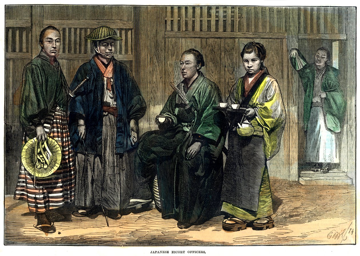 Japońscy oficerowie eskortujący, 1874 autorstwa Unbekannt