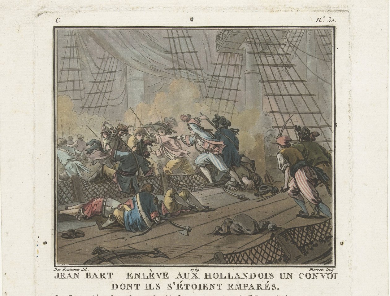 Jean Bart w bitwie pod Texel w dniu 29 czerwca 1694, 1789. autorstwa Unbekannt