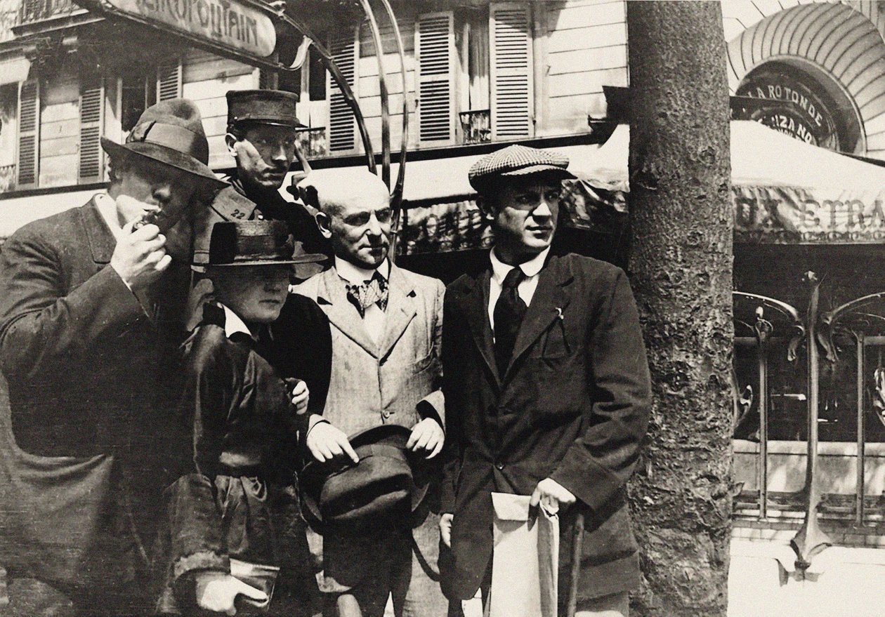 Jean Cocteau, Manuel Ortiz de Zárate, Henri-Pierre Roche, Marie Vassilieff, Max..., 1916. autorstwa Unbekannt