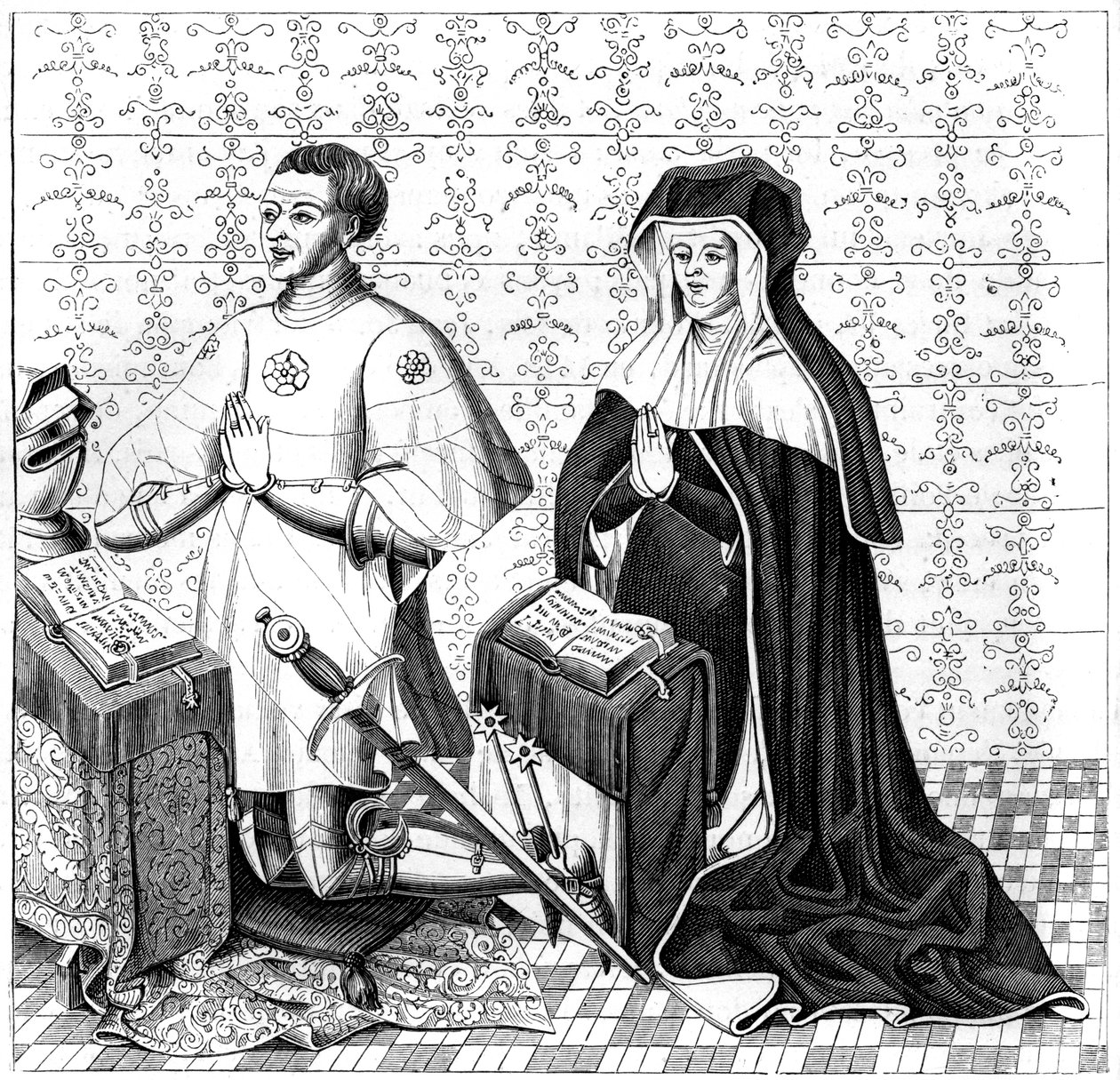 Jean Jouvenel des Ursins jego żona Michelle de Vitry, modląca się, XIV lub XV wiek 1849 autorstwa Unbekannt